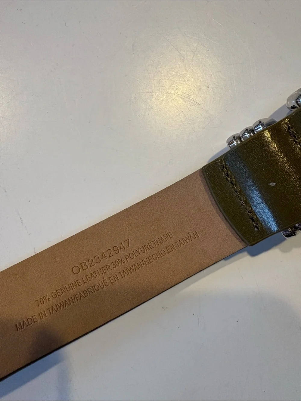 Anthropologie ||  Grommet Moto Belt Olive‎ Green Silver Hardware XS